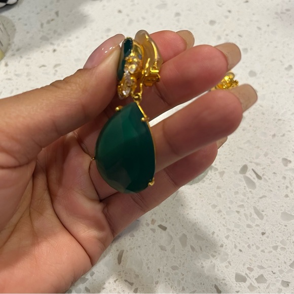 Green onyx Angelina Jolie style statement earrings - Picture 12 of 12